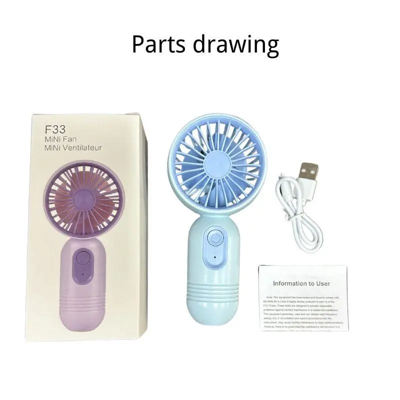 Portable Mini Fan, USB Rechargeable Handheld Fan with 3-speed Settings, Multifunction Lightweight Fan for Makeup, Travel, Beach, Indoor and Outdoor Use, Multipurpose Fan, Adjustable Fan, Silent Fan 3