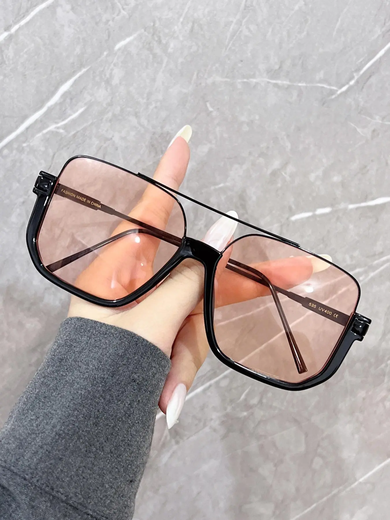 Women's Fashionable All-match Brow Bar Tinted Lens Sunglasses, Trendy Casual Sunglasses for Everyday Use, Fashion Accessories for Outdoor Activities