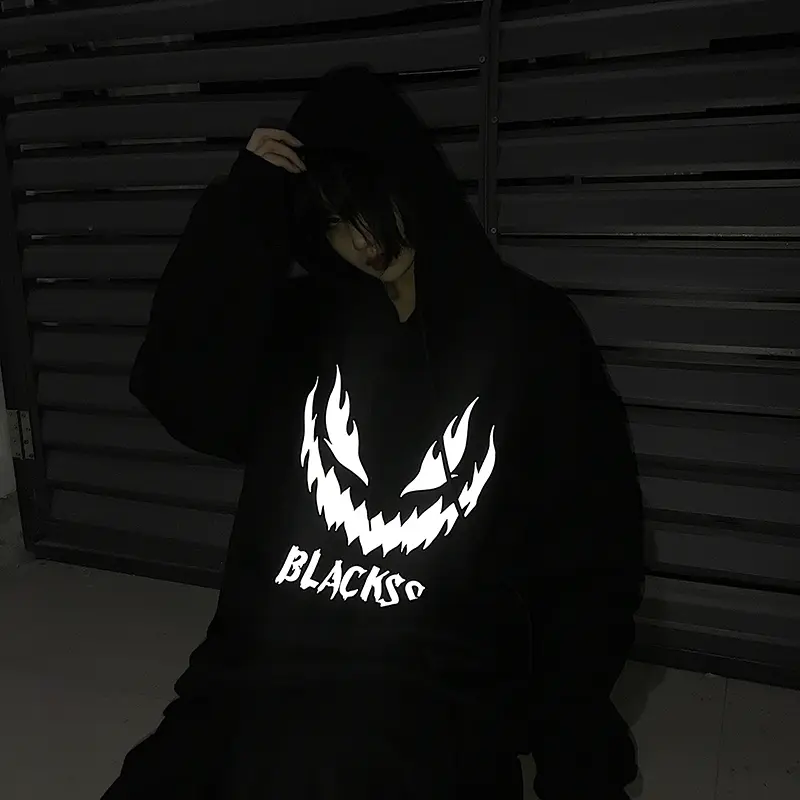 Áo Hoodie Nụ Cười Quỷ, Màu Tối, Dành Cho Nam Và Nữ, Áo Khoác Có Mũ Trùm Đầu, Ngoại Với Lông Cừu, Thích Hợp Cho Mùa Thu Và Mùa Đông, Bungee, Phong Cách Đường Phố Cao Cấp, Áo Khoác Đẹp Trai Và Sang Trọng, Áo Mặc Bên Ngoài, 12.12 Menswear Dài Tay
