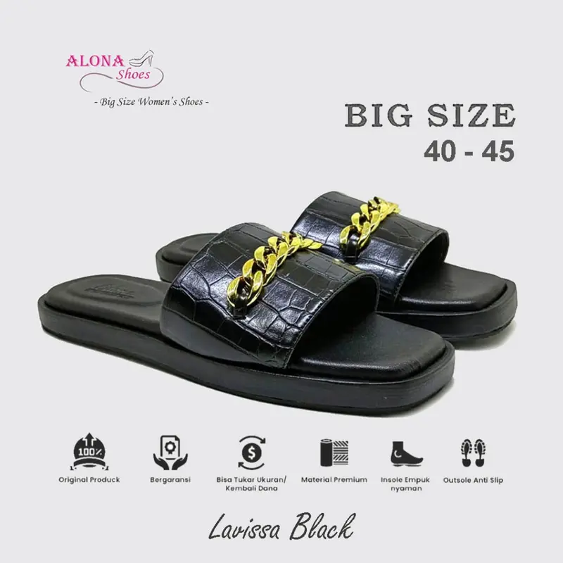 Lavissa Black | Sandal Wanita Ukuran Jumbo - Big Size 1