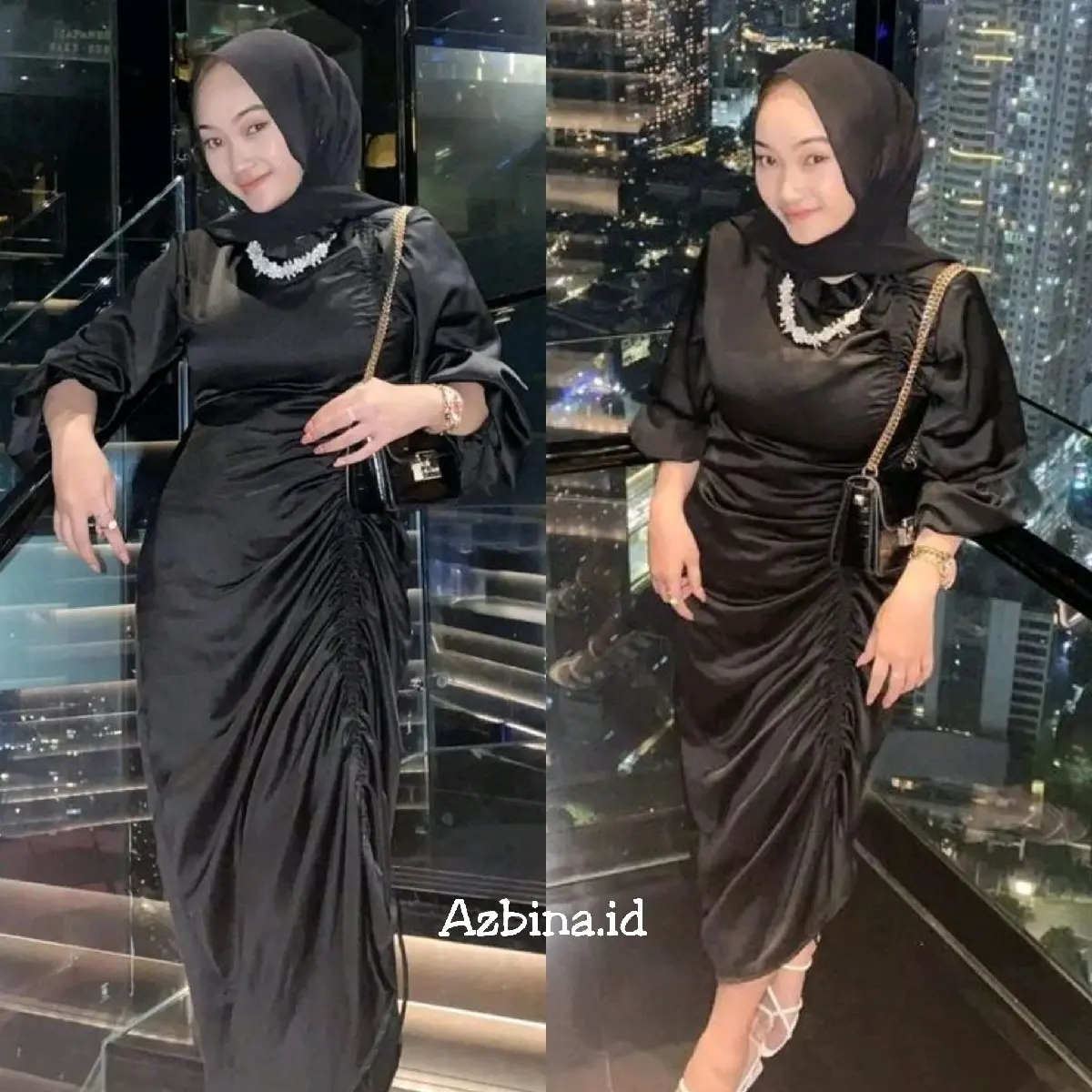 Dress satin silk premium viral velvet satin dress gaun full serut long