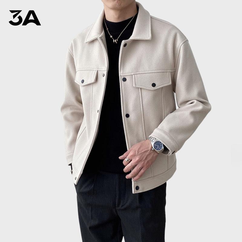 Áo Khoắc Dạ Nam THRRE A Chất Liệu Dạ Ép 2 Lớp Cao Cấp | Cúc Bấm Kim Loại Sang Trọng áo  khoác
