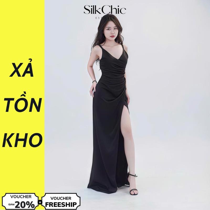 [DEAL XẢ KHO] Silkchic77 Váy Dự Tiệc Cưới Dáng Dài - Váy Lụa 2 Dây Sang Trọng - Đầm Xẻ Tà Dáng Dài (Sẵn Mút Đệm) Nữ Dress Women Women