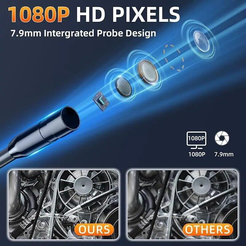 Camera nội soi công nghiệp, Ống kính 8mm, HD1080P, Màn hình IPS 4,3inch, 1080P, Thích hợp để kiểm tra ống, Phục Hồi ô tô, Chống thấm nước IP67, 8 đèn LED 5