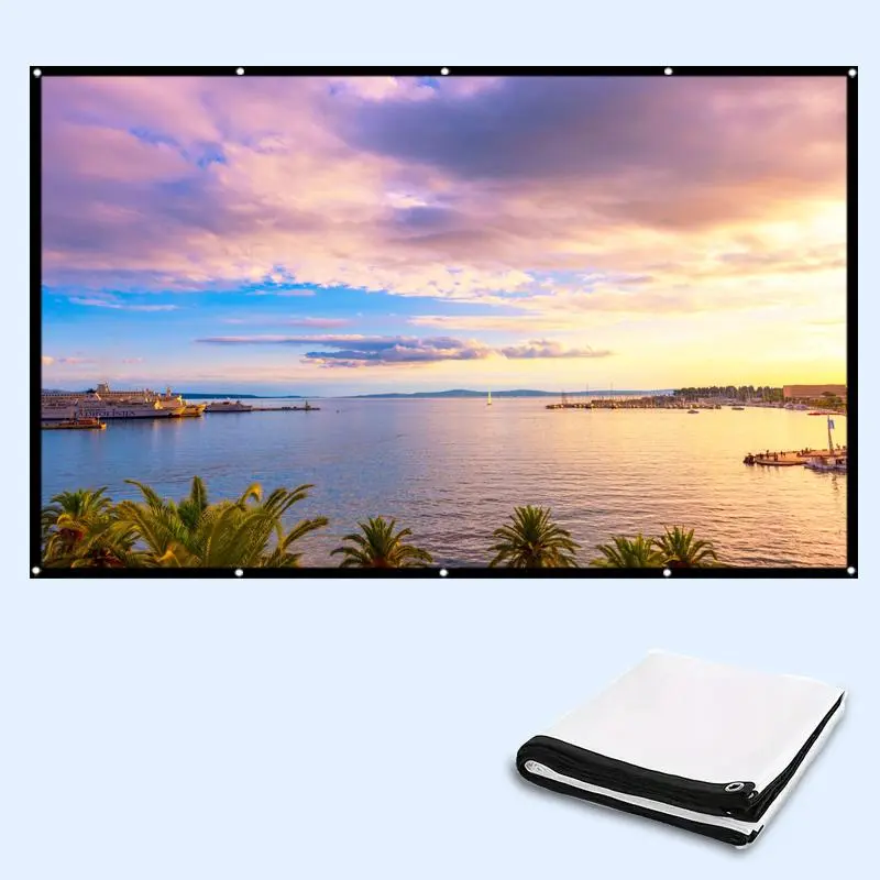 120 Inch Projector Screen, Portable HD Projector Screen with Edges, Outdoor Movie Projector Screen, Home Theater Accessories for Home Office, Audio