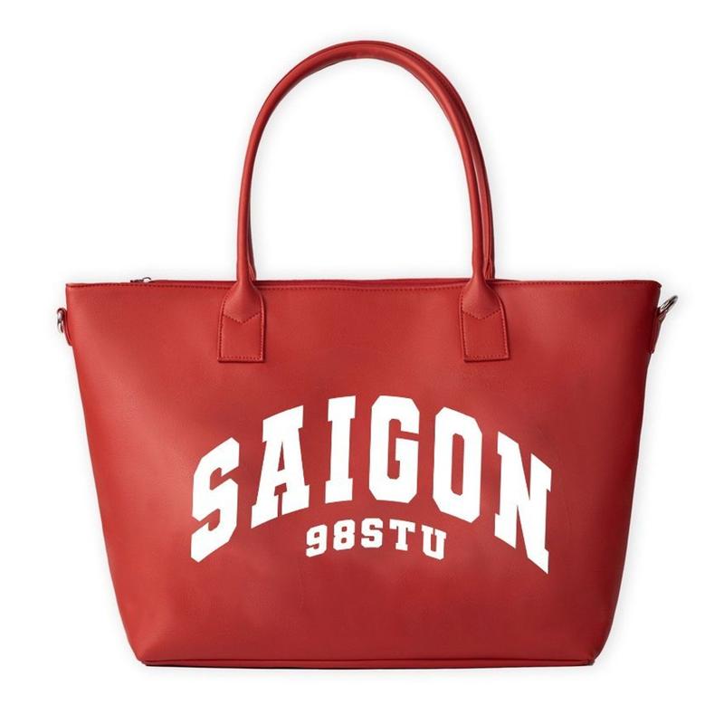  Túi tote 98stu cỡ lớn da pu cao cấp đỏ kèm charm tặng kèm dây đeo 