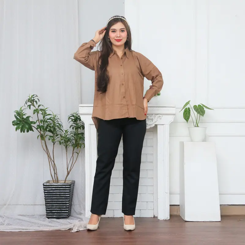 KEMEJA NELKA SHIRT TOP HITS OOTD SELEBGRAM FASHION GROSIR MURAH WANITA TERBEST SELLER Polos Hitam Putih Baju Kain 0