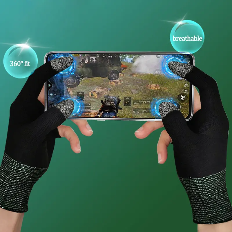 Tay Áo Chơi Game Hai Ngón Tay, Vỏ Sợi Bạc, Chống Mồ Hôi, Thoáng Khí 1