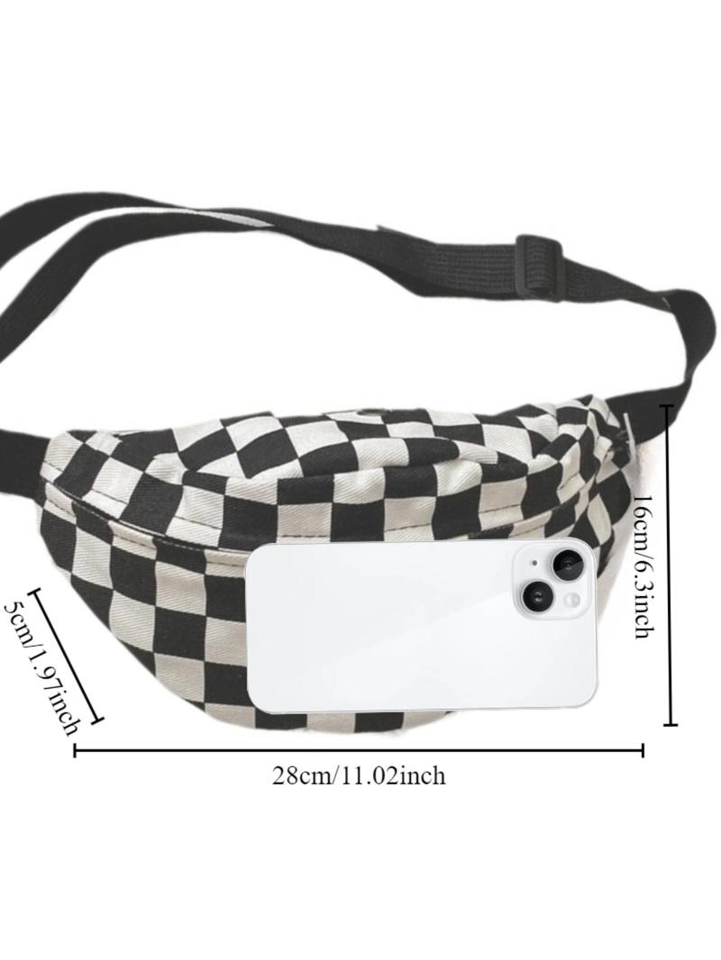 Product Introduction of Plaid Pattern Fanny Pack, Fashionable Zipper Crossbody Bag for Women & Men, Casual Trendy Versatile High-quality Daily Commuting Bag 1