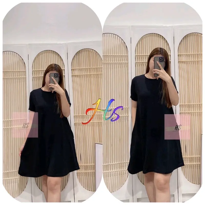 DRESS POCKET polos pj90cm Kantong Casual Nyaman Santai perempuan 0