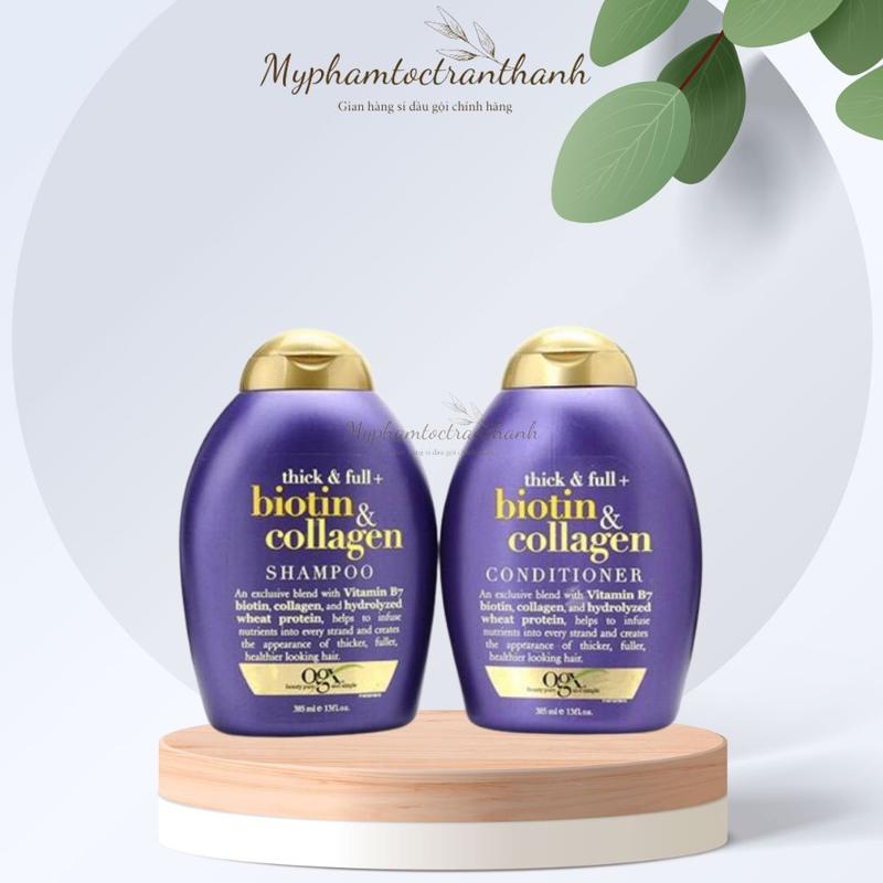 Dầu gội dày tóc OGX Thick & Full + Biotin & Collagen 385ml dầu Gội Đầu dành cho tóc rụng, yếu, dầu, hóa chất, Dưỡng Tóc Nữ dau  ncolagen