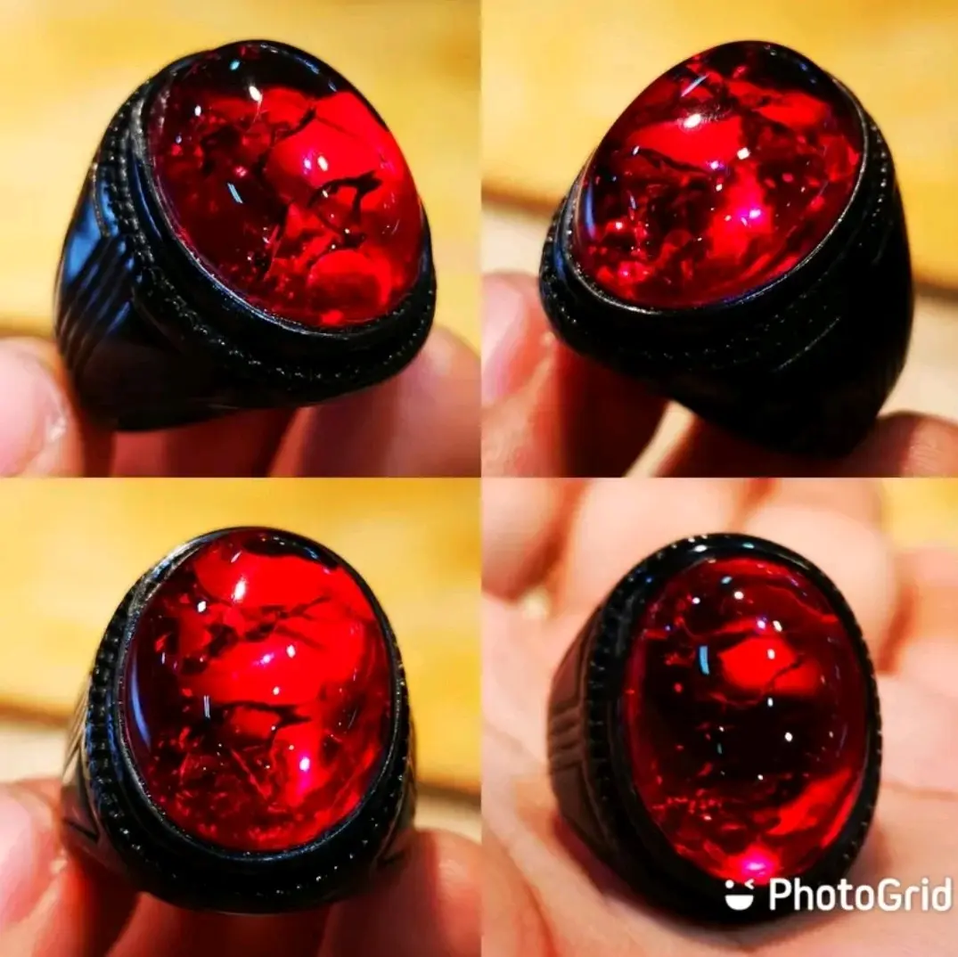Cincin Batu Merah Siam Pecah Seribu Kristal
