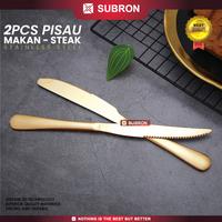 Gambar SUBRON Alat Makan 2PCS Pisau Makan Steak Table Knife Stainless Tebal Premium Gold Dapur - Pisau Makan dari SUBRON KITCHENWARE Kab. Bandung 3 Tokopedia