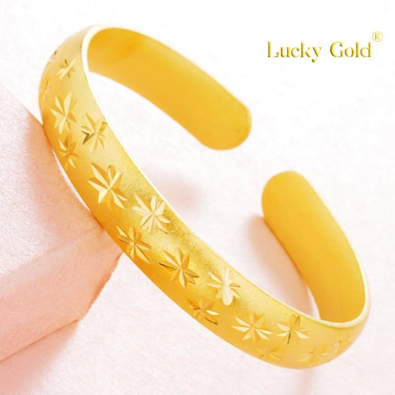 Product Introduction of [Lucky K Gold]  24K Gold Thickened Glossy Women's Starry Sky Open-Ended Bracelet Au999 Meteor Shower Bracelet 82