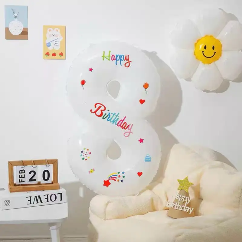 Bóng số trắng kèm sticker dùng để trang trí sinh nhật 3