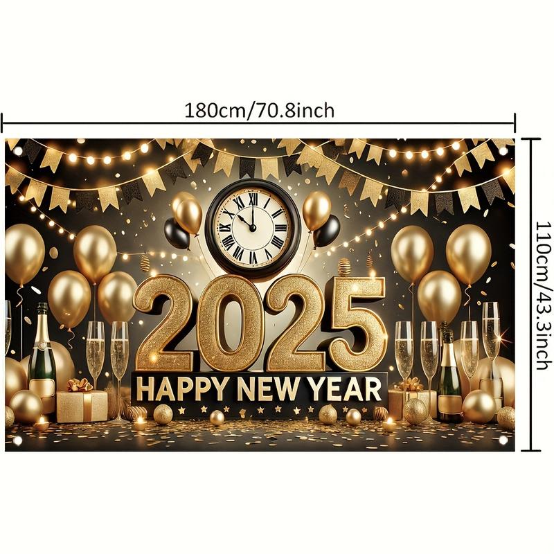 Biểu Ngữ Chúc Mừng Năm Mới 2025, Phông Nền Polyester, 71x43 ", Thích Hợp Cho Các Dịp Thông Thường Và Tiệc Tùng Trong Nhà Lễ, Nền Chụp Ảnh Tạo Không Khí Năm Mới, Treo Tường Kỷ Niệm Tại Nhà 3