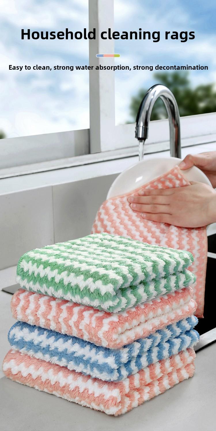 Product Introduction of Kitchen Cleaning Cloth Towel Dishwashing Cloth Household Lazy Glass Table Cleaning Non-Shedding Absorbent Non-Greasy microfiber  cloth 4
