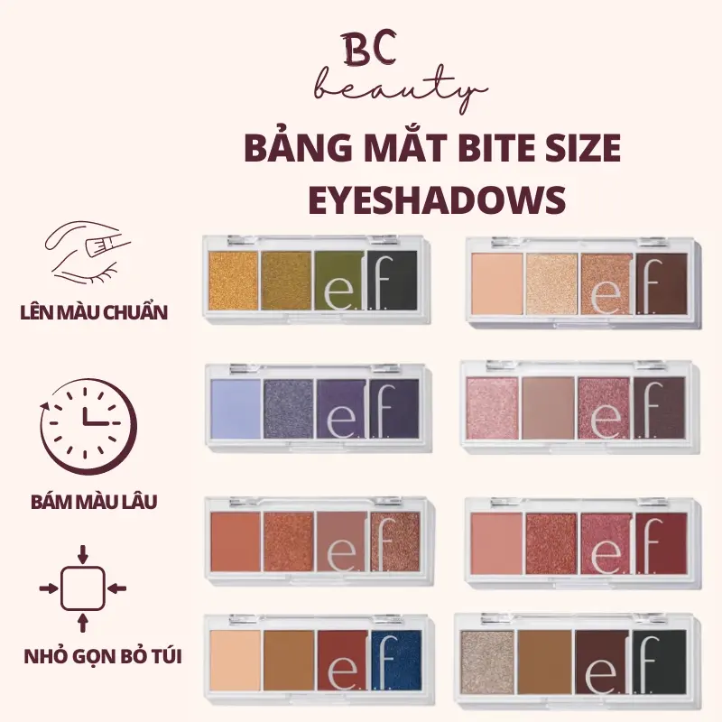 Bảng Mắt 4 Ô e.l.f Bitesize Eyeshadow Palette | Chất Phấn Cực Đỉnh, Lên Màu Cực Chuẩn, Dễ Phối Màu,Bỏ Túi Tiện Lợi Trang Điểm Mỹ Phẩm Cosmetic Nữ