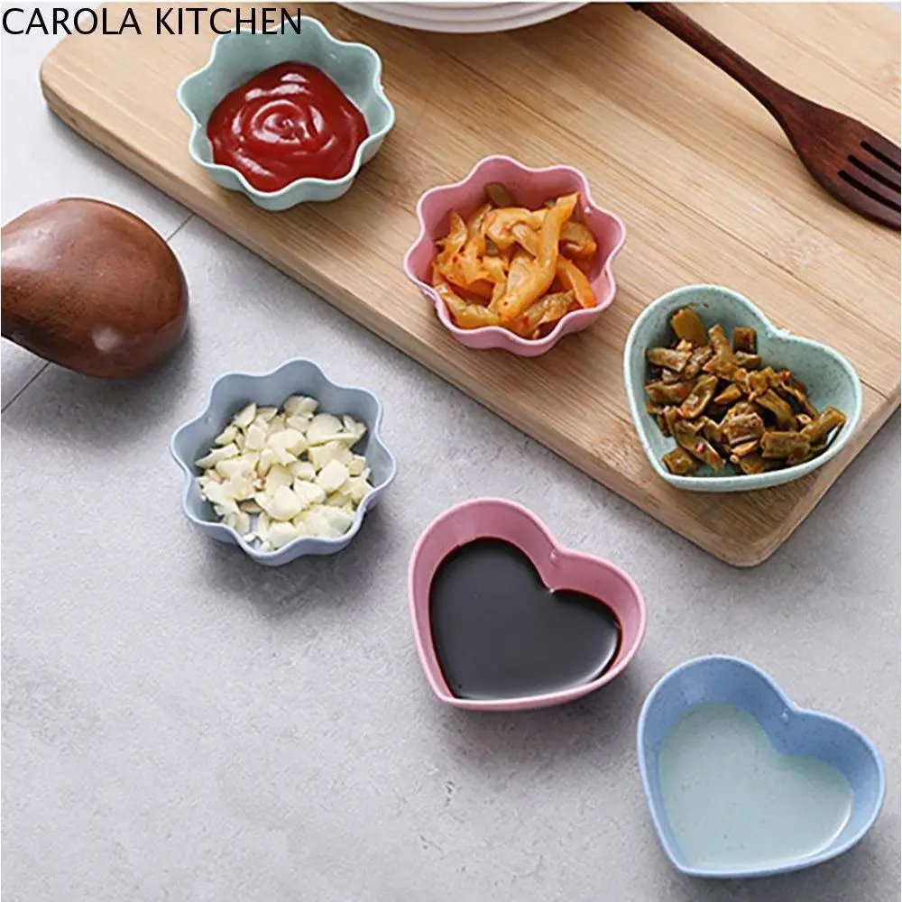 CAROLA KITCHEN Eco-Friendly Easy Cleaning Household Fall Resistant Smooth Edge Heart,Flower Shape Mini Bowls Kitchen Supplies Tableware Seasoning Dish