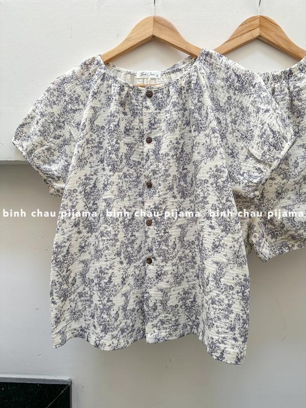 [ẢNH THẬT] Đồ Bộ Nữ Thiết Kế Chất Xô Muslin Cao Cấp - Bình Châu Pijama 1