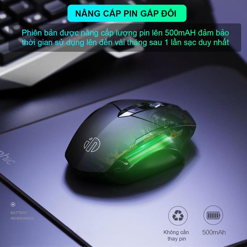 Chuột gaming không dây sạc pin SIDOTECH INPHIC PM6 độ nhạy dpi 1600 cho game thủ chơi game chuyên nghiệp kết nối Wireless 2.4G | BigBuy360 - bigbuy360.vn