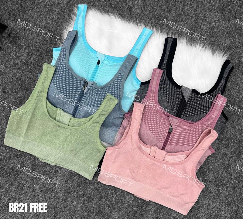 BR21 Áo Bra Dệt Kim Khóa Kéo Lưng Bản Tập Gym, Yoga, Chạy Bộ Thấm Hút Mồ Hôi Tốt 3