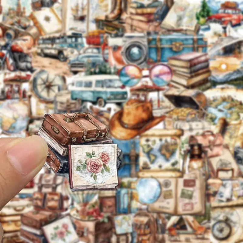 Travel Series Sticker (50pcs), Waterproof Self Adhesive Decor Paper, Decor Sticker for Gift Greeting Card Water Bottle Laptop Phone 3