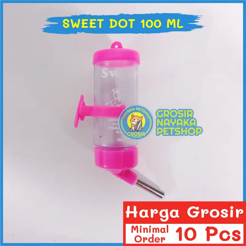 NAYAKA GROSIR Sweet 100 ml Dot Minum Hamster Botol Minum Wadah Tempat Air Hewan Hamster Tupai Bajing Gerbil Sugar Glider Tikus 3