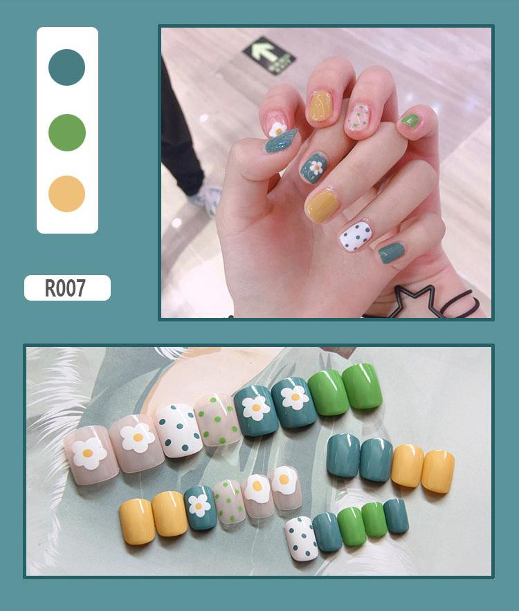 Product Introduction of Fake Nails Finished Stickers Cute Nail Stickers Wearable Nail Stickers Removable Fake Nail Pieces 24 Pieces 13