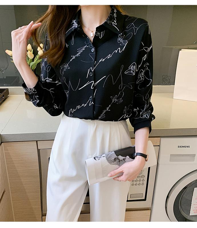 Product Introduction of Áo Nữ Thanh Lịch, Thời Trang Đầu Mùa Thu Mới, Dài Tay, Dáng Rộng, Phong Cách Hoang Dã, Áo Sơ Mi Cổ Điển Phong Cách Hồng Kông, Cổ Bẻ Áo 19