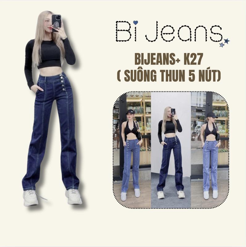 QUẦN JEANS ( SUÔNG THUN 5 NÚT)  - K27 - Nữ - From rộng Trend 2025 - 3 Màu - 4 Size 27-30 4