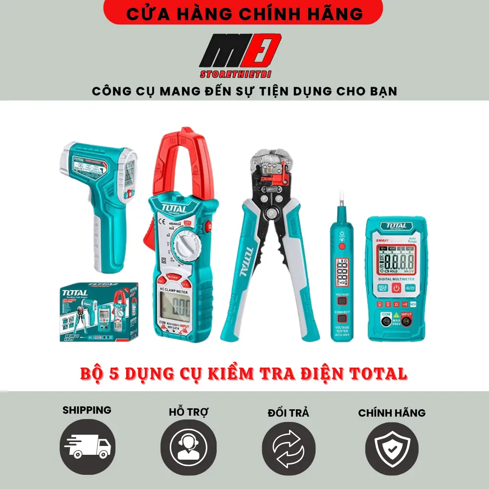 Bộ 5 Dụng Cụ Kiểm Tra Điện Total / TOS23026 / Bộ Dụng Cụ Chẩn Đoán Sửa Chữa Điện