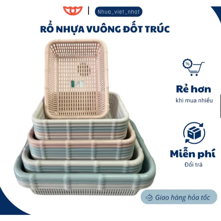 ( giá sỉ) Rổ Vuông Đốt Trúc ,rổ nhựa vuông đốt trúc đẹp có nhiều kích thước 4