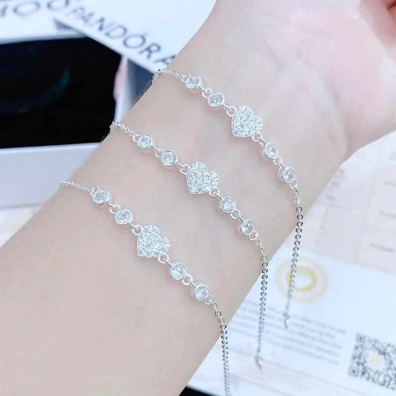 Lắc tay kiểu bạc ta họa tiết xinh xắn dáng nhỏ xinh LTJ459 Hoa Len 3