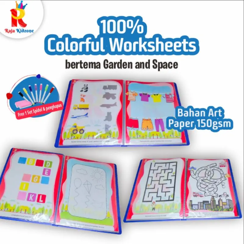 Raja Kidzone Kids Worksheet Lembar Belajar Anak Edukatif Toys Edukasi Beraneka warna  Cowok Cewek Set Hadiah