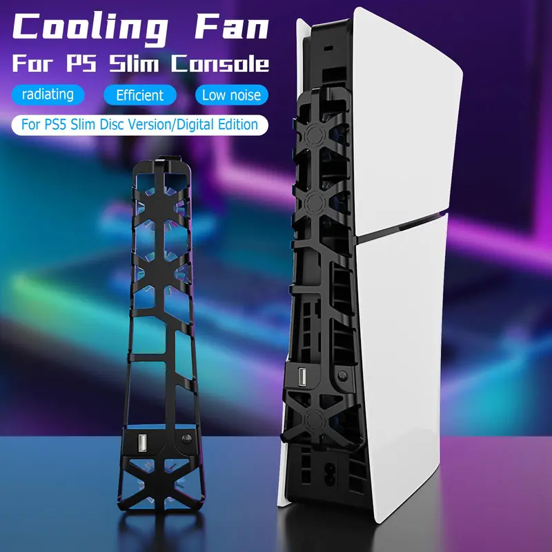 Cooling Stand for PS5 Slim Console, 3-speed Adjustable Console Cooling Stand with Memory Function, Console Accessories for Digital & CD-Version 8