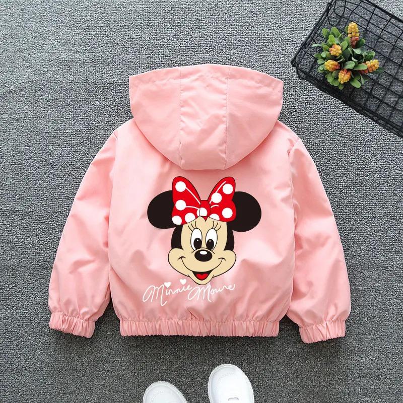 Disney Girls Cartoon Mickey Mouse Jacket Frozen Elsa Princess Coats Spring Autumn Kids Hooded Jackets Casual Sports Outerwear 2