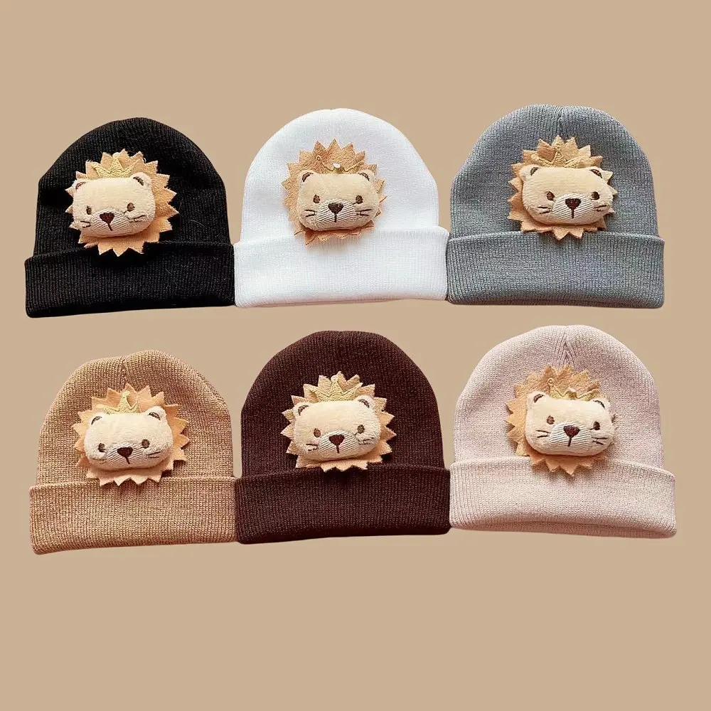 Children's Hat 2024 Autumn and Winter European and American New Wool Lion Knitted Hat Baby Sleeve Cap Unisex Baby Hat