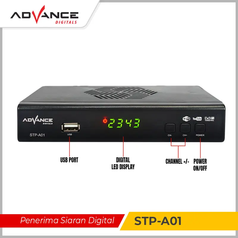 Advance  STP-A01 Set Top Box TV Digital Receiver STB Kabel Adaptor Antena - Garansi 1 Tahun 1