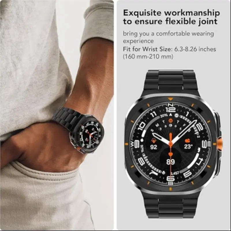 Stainless Steel Watch Band (Band Only), 1 Count Fashionable Watch Band for Samsung Galaxy Watch 7 Ultra 47mm, Durable & Adjustable Watch Accessories 8