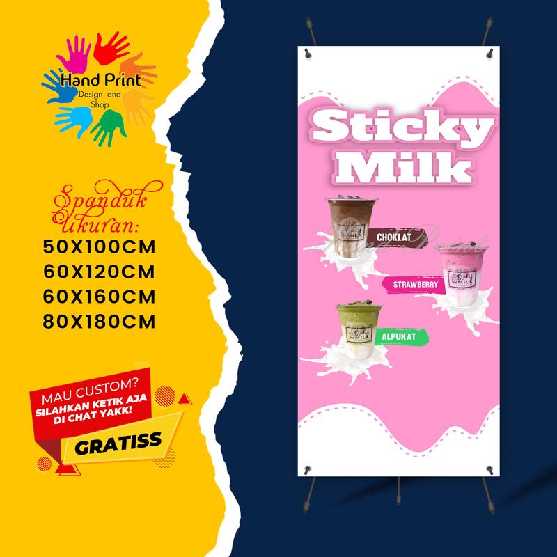Cetak Spanduk Banner Jualan Sticky Milk Pink MMT Spanduk Custom - Shop ...