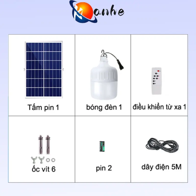 Bóng đèn năng lượng mặt trời 3 màu sắc chống nước trong nhà ngoài trời 50W 1000W 8