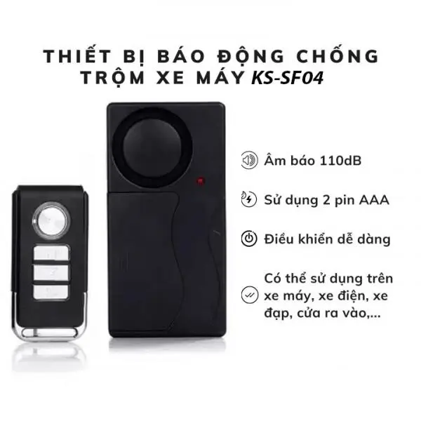Thiết bị Báo động Chống trộm dùng cho xe máy, xe đạp, gắn cửa, cảm biến rung SF04 4