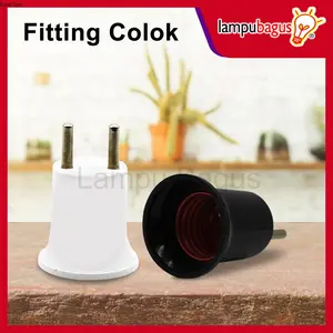 Fitting Lampu Colok / Fitting Lampu Colokan Fitting E27 Warna Hitam & Putih Plastik