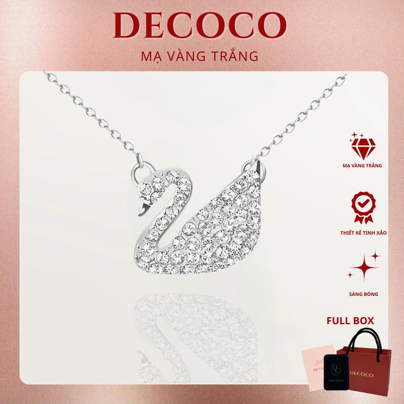MẠ VÀNG TRẮNG - Dây chuyền, vòng cổ thiên nga đính đá SWAN De Coco mạ vàng trắng, chất liệu Titan không đen gỉ, phong cách thanh lịch