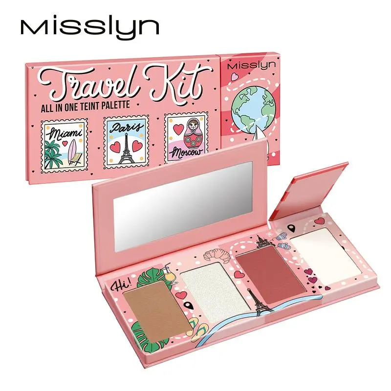 4 Color Face Palette with Highlight & Blush & Contour & Bronzer, Professional Contour Palette for Perfect Makeup, Long Lasting Easy to Apply Multipurpose Makeup Palette