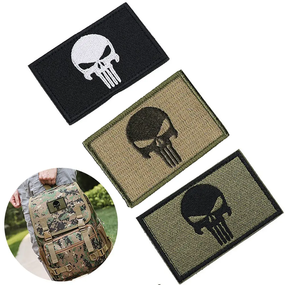 Logo Quân Đội Chiến Thuật Đầu Lâu Punisher, Miếng Dán Thêu Vai, [NR]