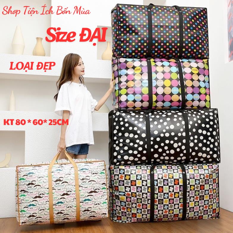 Combo 5 Túi Vải Bạt Đựng Đồ Size 80cm Cực TO Chống Ẩm Mốc, Chống Thấm Nước Có Khóa Kéo Tiện Dụng 110L
