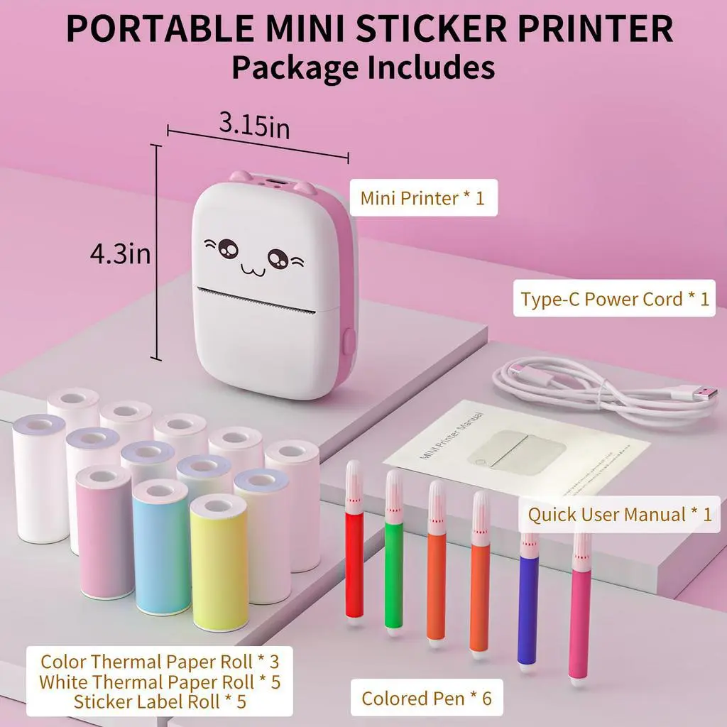Mini Portable Thermal Printer Photo Printer Home Phone Mini Picture Printer