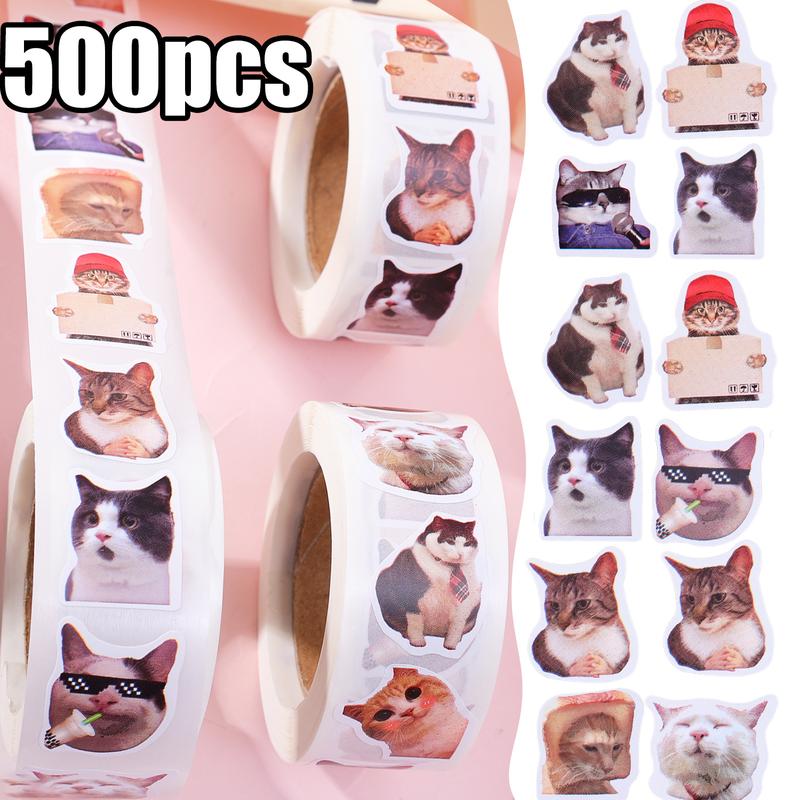 500pcs/roll Funny Cat Expression Stickers Roller Holiday Gif - TikTok ...